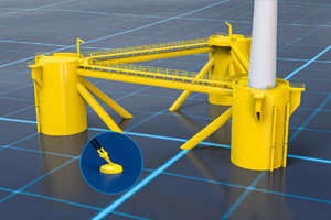 Boltight subsea tensioners on floating turbine
